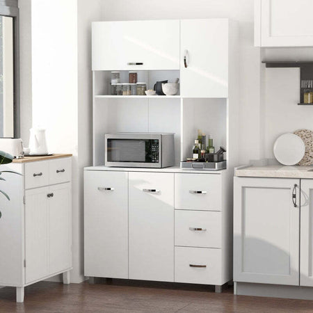 Credenza-alta-da-Cucina-Moderna-con-Cassetti,-Armadietti-e-Ripiani-Aperti,-100x39.5x183.5cm,-Bianco-mobile-armadio-multiuso-sala-da-pranzo-camera-soggiorno-Bagno-F835-242A