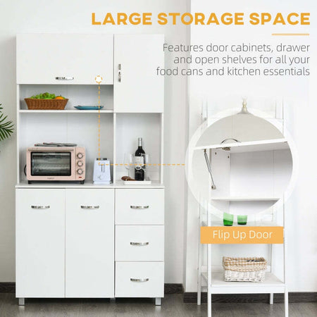 Credenza-alta-da-Cucina-Moderna-con-Cassetti,-Armadietti-e-Ripiani-Aperti,-100x39.5x183.5cm,-Bianco-mobile-armadio-multiuso-sala-da-pranzo-camera-soggiorno-Bagno-F835-242A