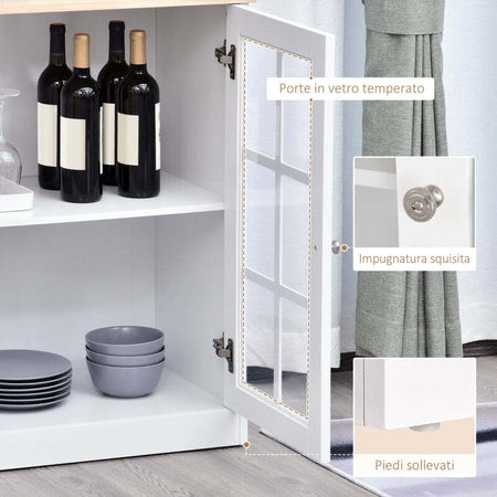 Credenza-alta-da-cucina-Moderna-in-Legno-MDF-Bianco-con-2-Vetrinette-80-x-37-x-183-cm-,-mobile-vetrina-multiuso-sala-da-pranzo-soggiorno-salotto-ingresso-ufficio-studio-F835-209A