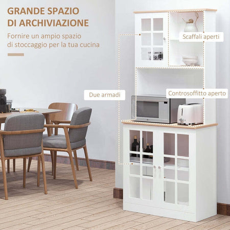 Credenza-alta-da-cucina-Moderna-in-Legno-MDF-Bianco-con-2-Vetrinette-80-x-37-x-183-cm-,-mobile-vetrina-multiuso-sala-da-pranzo-soggiorno-salotto-ingresso-ufficio-studio-F835-209A
