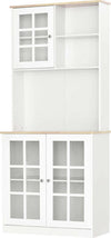 Credenza-alta-da-cucina-Moderna-in-Legno-MDF-Bianco-con-2-Vetrinette-80-x-37-x-183-cm-,-mobile-vetrina-multiuso-sala-da-pranzo-soggiorno-salotto-ingresso-ufficio-studio-F835-209A