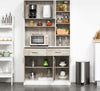 credenza-alta-Mobile-Buffet-Dispensa-Cucina,-Ante-Cassetti-e-Vani-Aperti,-100L-x-39P-x-181.5Acm-Bianco-e-Legno-F835-260A