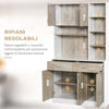 credenza-alta-Mobile-Buffet-Dispensa-Cucina,-Ante-Cassetti-e-Vani-Aperti,-100L-x-39P-x-181.5Acm-Bianco-e-Legno-F835-260A