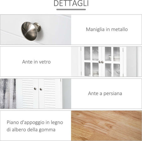 Credenza-Alta-per-Cucina,-Mobile-Buffet-in-Legno-Bianco--Armadio-Dispensa-in-Stile-Classico,-Bianco,-70x39.5x170cm-anche-ufficio-studio-F835-276A