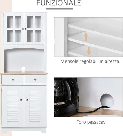 Credenza-Alta-per-Cucina,-Mobile-Buffet-in-Legno-Bianco--Armadio-Dispensa-in-Stile-Classico,-Bianco,-70x39.5x170cm-anche-ufficio-studio-F835-276A