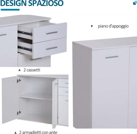 credenza-bianca-madia-mobile-tv-bianco-Armadietto-da-Ufficio-studio-3-Armadietti-2-Cassetti-Legno-106x35x76cm-buffet-comò-cucina-soggiorno-F837-003A