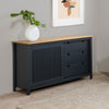 Credenza Bruna con 1 anta scorrevole e 3 cassetti in legno massiccio colore grigio antracite e top pino