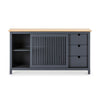 Credenza Bruna con 1 anta scorrevole e 3 cassetti in legno massiccio colore grigio antracite e top pino