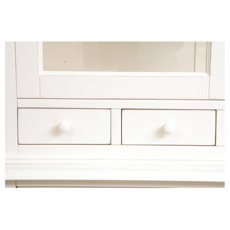 Biscottini Credenza Country in legno massello di tiglio finitura bianca anticata L142xPR50xH225 cm. Made in Italy