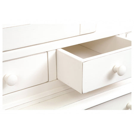 Biscottini Credenza Country in legno massello di tiglio finitura bianca anticata L142xPR50xH225 cm. Made in Italy