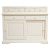 Biscottini Credenza Country in legno massello di tiglio finitura bianca anticata L142xPR50xH225 cm. Made in Italy