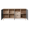 Credenza Epik 52 rovere antracite grigio 3 ante 2 cassetti 180x40x88,3