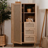 Credenza KUTA53 rovere sonoma 3 cassetti e anta effetto rafia
