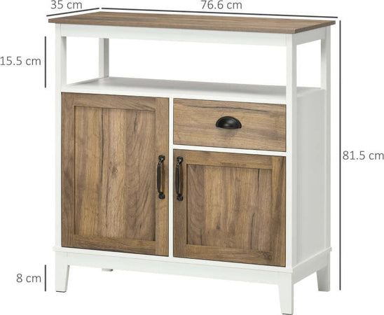 credenza-madia-soggiorno-ingresso-camera-mobile-Cucina-Stile-Rustico-con-Armadietti-e-Cassetto--76.6x-35x-81.5cm,-Bianco-e-Marrone-F838-344V00CGA
