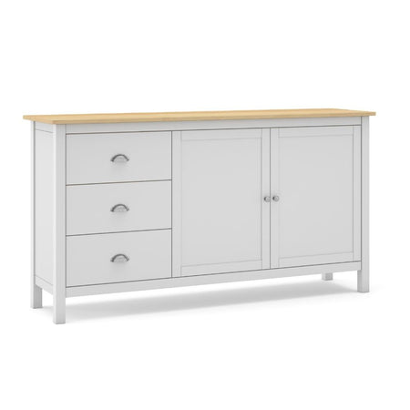 Credenza Misti 2 ante e 3 cassetti in legno massiccio bianco e rovere