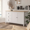 Credenza Misti 2 ante e 3 cassetti in legno massiccio bianco e rovere