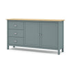 Credenza Misti 2 ante e 3 cassetti in legno massiccio verde khaki e rovere