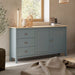 Credenza Misti 2 ante e 3 cassetti in legno massiccio verde khaki e rovere