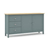 Credenza Misti 2 ante e 3 cassetti in legno massiccio verde khaki e rovere