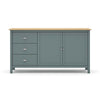 Credenza Misti 2 ante e 3 cassetti in legno massiccio verde khaki e rovere