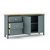 Credenza Misti 2 ante e 3 cassetti in legno massiccio verde khaki e rovere