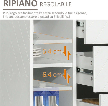 Credenza-Moderna-Bianca,-madia-Bassa-Buffet-per-Cucina-o-Sala-da-Pranzo-con-3-Cassetti-e-2-Ante,-120x40x76cm-,-mobile-tv-F837-151A