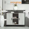 Credenza-Moderna-in-Legno-con-2-Armadietti-e-Ripiani,-Mobile-Cucina-e-per-Ingresso-Grigio-Chiaro,-100x34x87.2cm-F835-675LGA