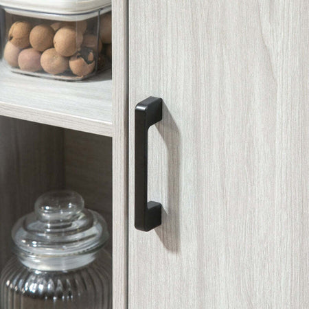 Credenza-Moderna-in-Legno-con-2-Armadietti-e-Ripiani,-Mobile-Cucina-e-per-Ingresso-Grigio-Chiaro,-100x34x87.2cm-F835-675LGA