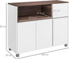 Credenza-Moderna-madia-da-Cucina-in-Legno-con-Armadietti,-Cassetto-e-Vano-Aperto,-105x39x83cm,-Bianco-e-marrone-mobile-multiuso-ufficio-studio-ingresso