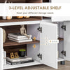 Credenza-Moderna-madia-da-Cucina-in-Legno-con-Armadietti,-Cassetto-e-Vano-Aperto,-105x39x83cm,-Bianco-e-marrone-mobile-multiuso-ufficio-studio-ingresso