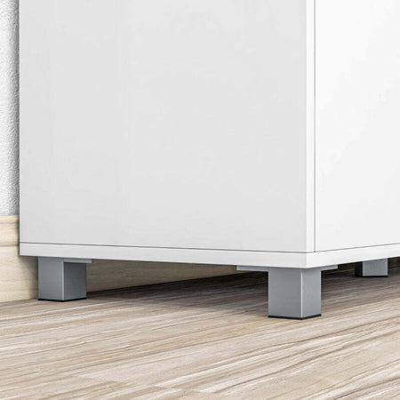 Credenza-Moderna-madia-da-Cucina-in-Legno-con-Armadietti,-Cassetto-e-Vano-Aperto,-105x39x83cm,-Bianco-e-marrone-mobile-multiuso-ufficio-studio-ingresso