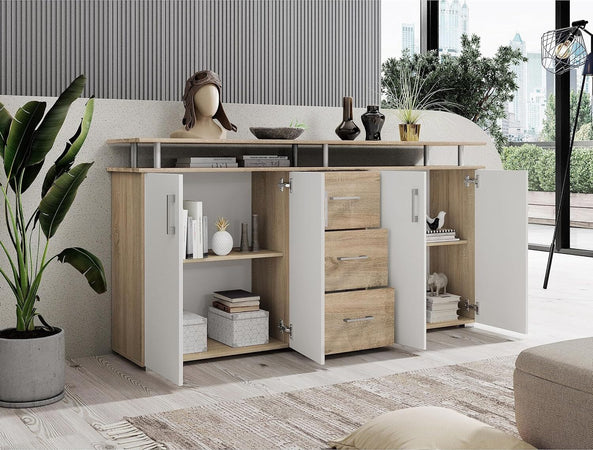 credenza-moderna-madia-soggiorno-cucina-ingresso-cassettiera-camera-salotto-in-legno-mobile-multiuso-ufficio-studio-dispensa-moderno-buffet-tv-bianco-e-quercia-rovere-T2056,14S