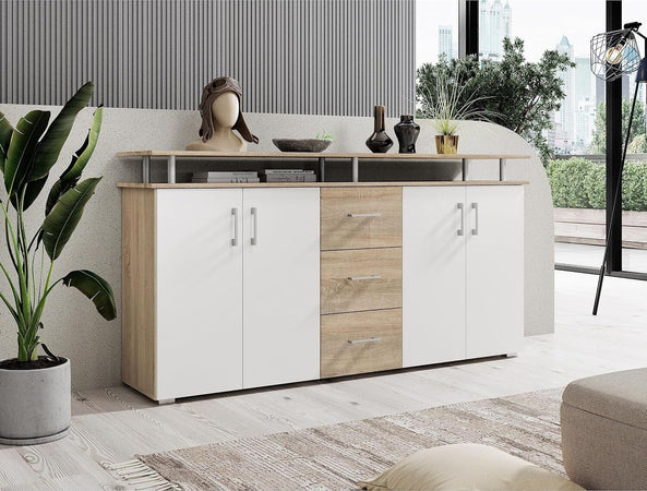 credenza-moderna-madia-soggiorno-cucina-ingresso-cassettiera-camera-salotto-in-legno-mobile-multiuso-ufficio-studio-dispensa-moderno-buffet-tv-bianco-e-quercia-rovere-T2056,14S