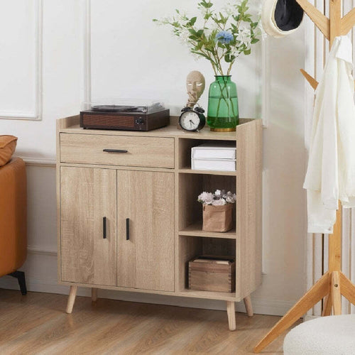 Credenza-Moderna-Multiuso-con-Armadietto-e-Cassetto-in-Legno-80x30x96.5cm-,-madia-comò-mobile-F839-384NDA