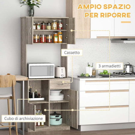 Credenza-Moderna-per-Cucina-o-Sala-da-Pranzo,-Buffet-armadio-con-Cassetti-in-Legno,-Grigio,-71x41x178cm-mobile-multiuso-soggiorno-ufficio-studio-bagno-F801-098V01A