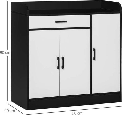 credenza-soggiorno-salotto-ingresso-Mobiletto-da-Cucina-Moderno-in-MDF-con-2-Armadietti,-1-Cassetto-e-Ripiani-Regolabili,-90x40x90-cm,-Bianco-e-Nero-anche-ufficio-studio-camera-bagno-F838-221A