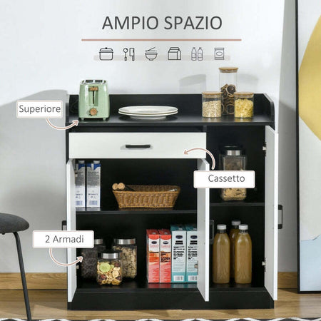 credenza-soggiorno-salotto-ingresso-Mobiletto-da-Cucina-Moderno-in-MDF-con-2-Armadietti,-1-Cassetto-e-Ripiani-Regolabili,-90x40x90-cm,-Bianco-e-Nero-anche-ufficio-studio-camera-bagno-F838-221A