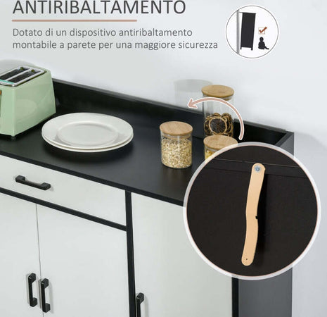 credenza-soggiorno-salotto-ingresso-Mobiletto-da-Cucina-Moderno-in-MDF-con-2-Armadietti,-1-Cassetto-e-Ripiani-Regolabili,-90x40x90-cm,-Bianco-e-Nero-anche-ufficio-studio-camera-bagno-F838-221A