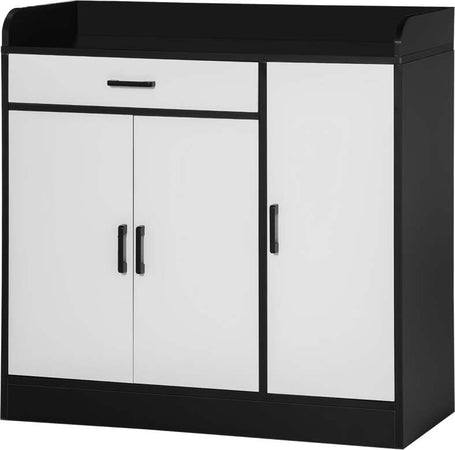 credenza-soggiorno-salotto-ingresso-Mobiletto-da-Cucina-Moderno-in-MDF-con-2-Armadietti,-1-Cassetto-e-Ripiani-Regolabili,-90x40x90-cm,-Bianco-e-Nero-anche-ufficio-studio-camera-bagno-F838-221A