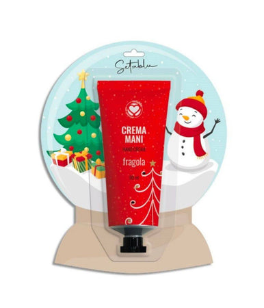 Crema Mani Fragola Seta Blu 100ml Idea Regalo Natale Confezione Palla Di Neve