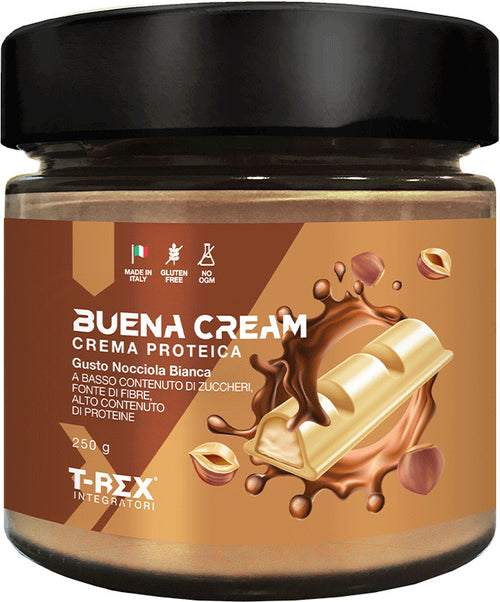 Crema Proteica Spalmabile Buena Cream 250g Nocciola Bianca con Il 20% di Proteine del Siero Latte, Senza Olio Di Palma - T-rex Integrator Alimentari e cura della casa/Marmellate miele e creme spalmabili/Creme e cioccolati spalmabili MyLab Nutrition - Roma, Commerciovirtuoso.it