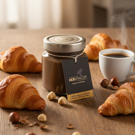 Crema Spalmabile Gianduia in Vaso Neri Piaceri Cioccolato Artigianale Crema Spalmabile