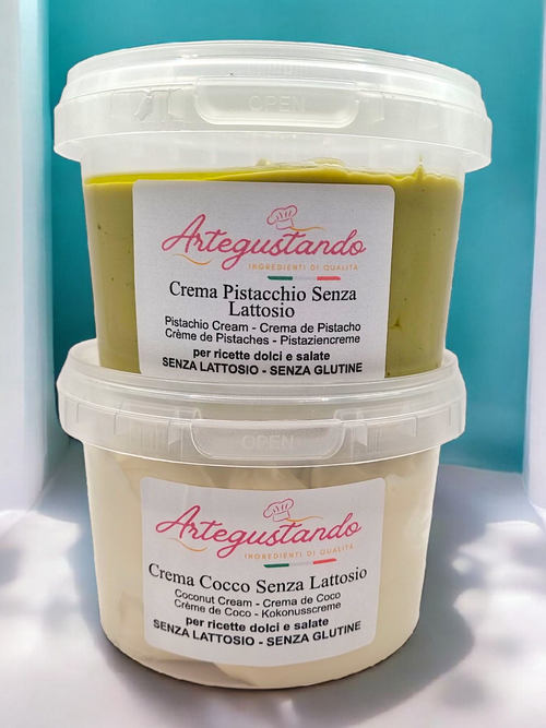 Kit Creme Spalmabili – Pistacchio Senza Lattosio + Cocco Senza Glutine – 500g x 2