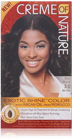 Creme Of Nature Gel Hair Color #3.0 Soft Black Tinta Per Capelli Permanente Nero Con Olio di Argan