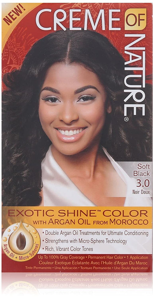 Creme Of Nature Gel Hair Color #3.0 Soft Black Tinta Per Capelli Permanente Nero Con Olio di Argan