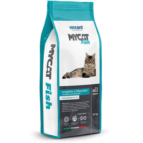 Crocchette Vincent per gatti My Diet a base di pesce, cereali e verdura