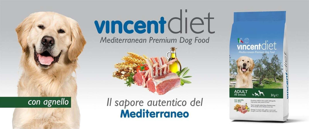 Crocchette cani vicent diet agnello 15 kg pollo cereali legumi dieta mediterranea