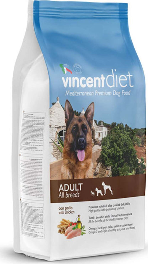 Crocchette Vincent per cani Diet Pollo 15 kg a base di carne, cereali e legumi. Prodotti per animali domestici/Cani/Cibo/Secco La Zappa - Altamura, Commerciovirtuoso.it