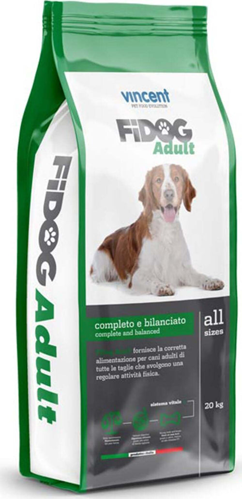 Crocchette Vincent per cani Fidog Adult 20 kg per cani attivi, a base di carne, verdure e cerali. Prodotti per animali domestici/Cani/Cibo/Secco La Zappa - Altamura, Commerciovirtuoso.it