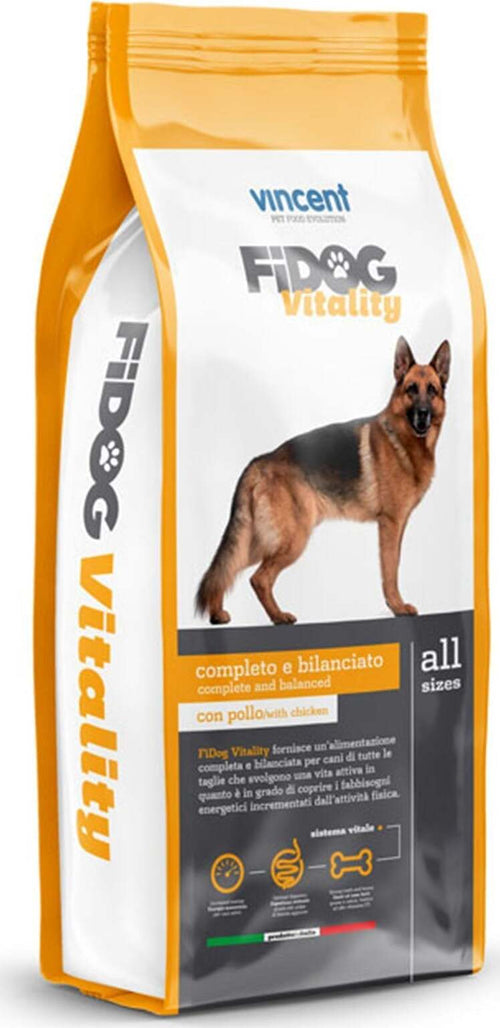 Crocchette Vincent per cani Fidog Vitality 20 kg per cani attivi, a base di carne, verdure e cerali. Prodotti per animali domestici/Cani/Cibo/Secco La Zappa - Altamura, Commerciovirtuoso.it